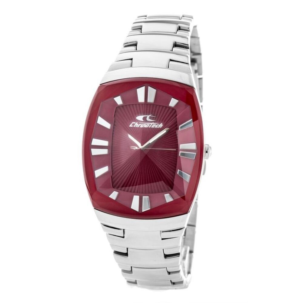 Chronotech Red Dial Watch Women Silver Watches
